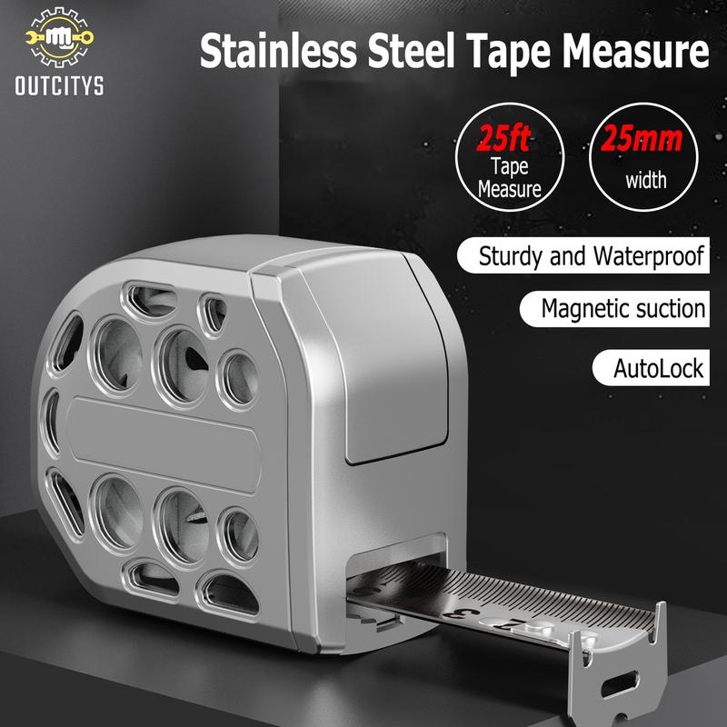 25FT/16FT Retractable Tape Measure Stainless Steel Measuring Tape With Double sided Scale Waterproof Portable AutoLock Ruler With Magnetic engineer