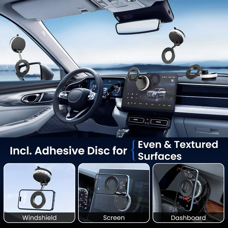 2025 Upgrade Magnetic Car Phone Holder, 360° Vacuum Phone Holder, Suction Phone Mount with One-Step Lock, Retractable, Compact & Stable Design, Car Accessories