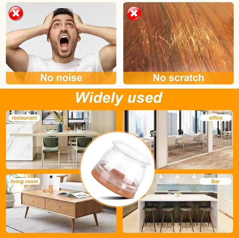 30Pcs Chair Leg Floor Protectors for Hardwood Floors Silicone Covers to Protect Wood Tile Floors Felt Pads Furniture Leg Caps Non Slip Reduce Noise