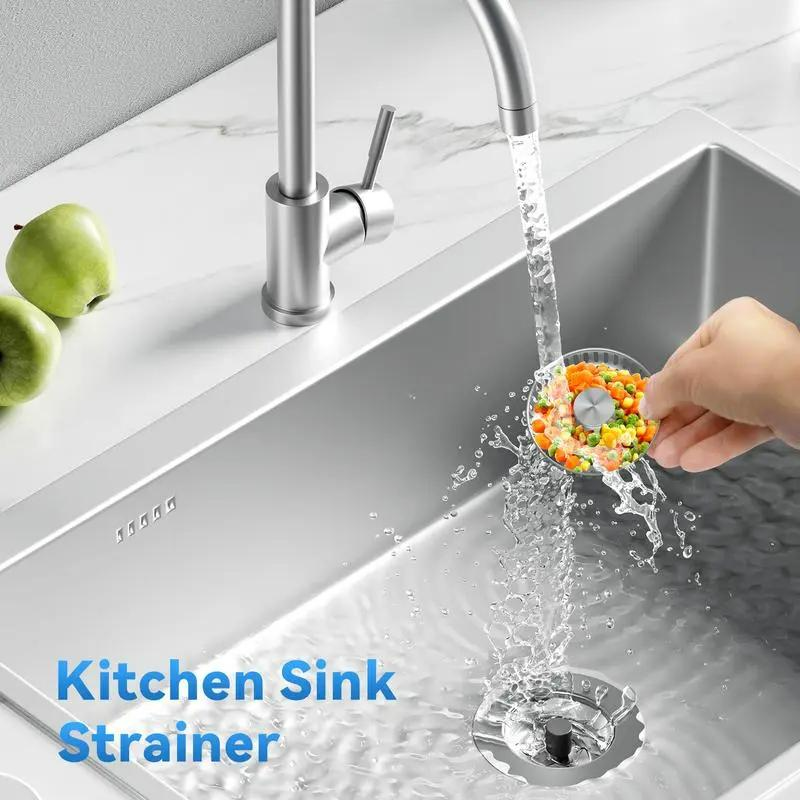3-in-1 Kitchen Sink Drain Strainer Stainless Steel Sink Plug Deodorizing Anti-Clog Basket Strainer for US Standard 3-1/2 Inch Drains 304 Stainless Steel Quality