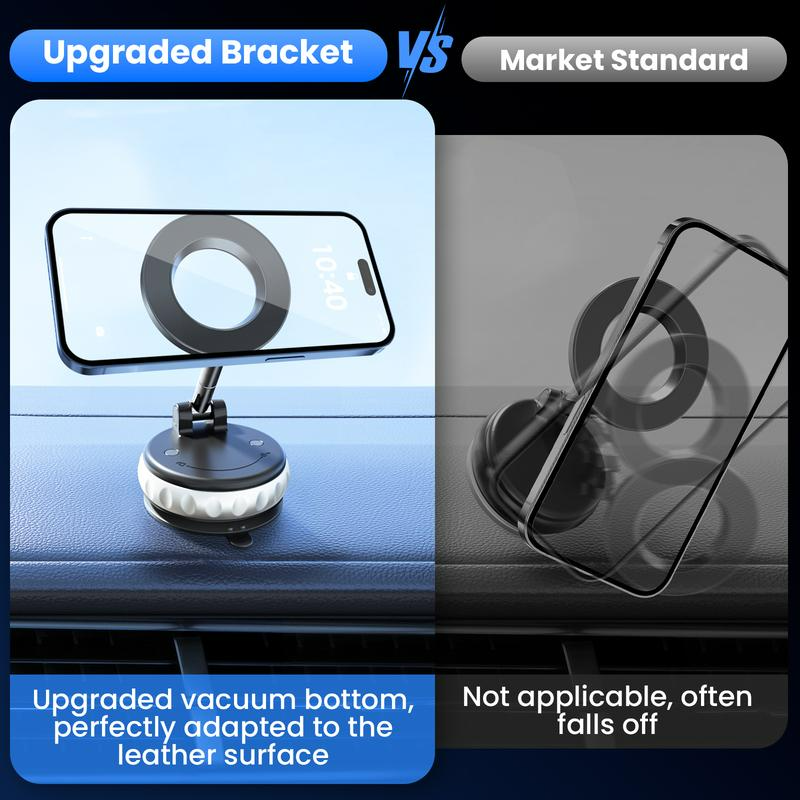 2025 Upgrade Magnetic Car Phone Holder, 360° Vacuum Phone Holder, Suction Phone Mount with One-Step Lock, Retractable, Compact & Stable Design, Car Accessories