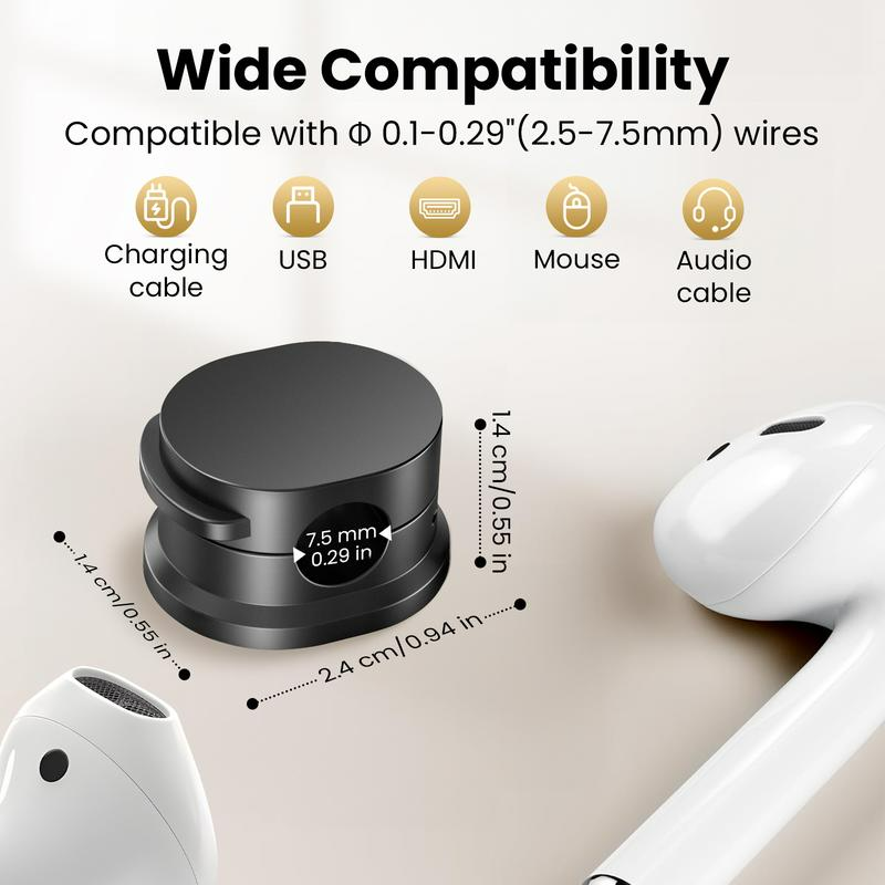 12 Pack Magnetic Cord Organizer - Cable Management Holder Adhesive For Hide or Organize USB Charger Cable on Bedside Tables, Walls & Cars