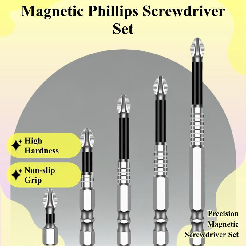 6PCS Anti-Impact and Non-Slip Screwdriver Bits, Impact Drill Bit Set, Titanium Anti-Impact and Non-Slip Phillips Bits, Highly Magnetic Screwdriver Bit Bit Bits