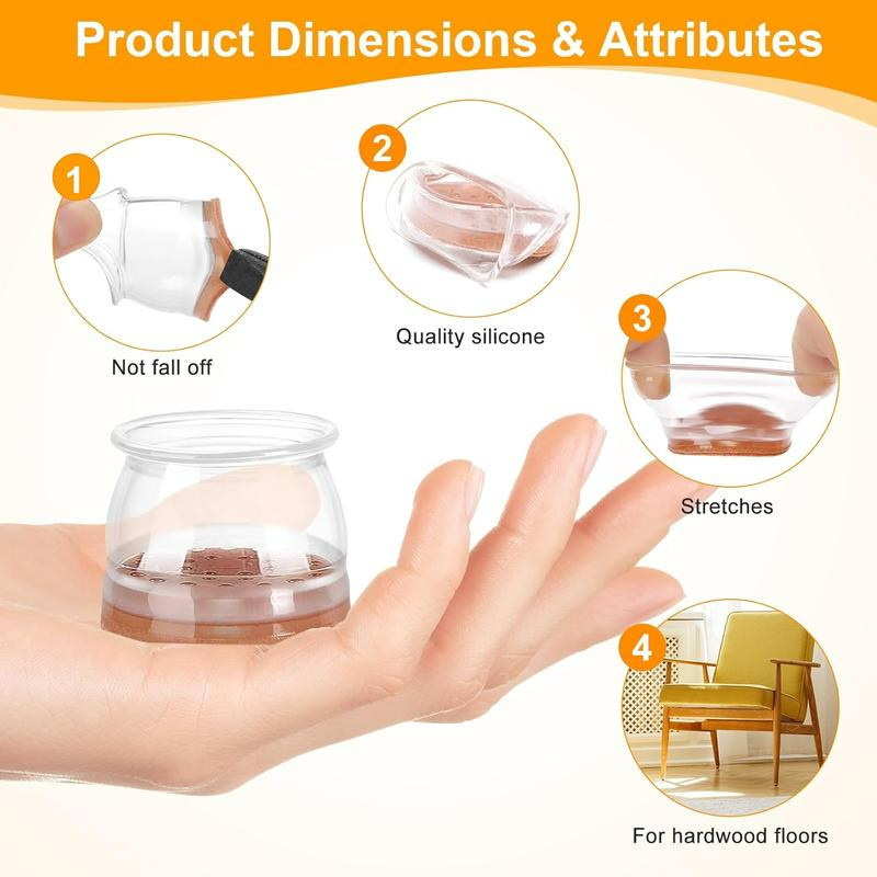 30Pcs Chair Leg Floor Protectors for Hardwood Floors Silicone Covers to Protect Wood Tile Floors Felt Pads Furniture Leg Caps Non Slip Reduce Noise