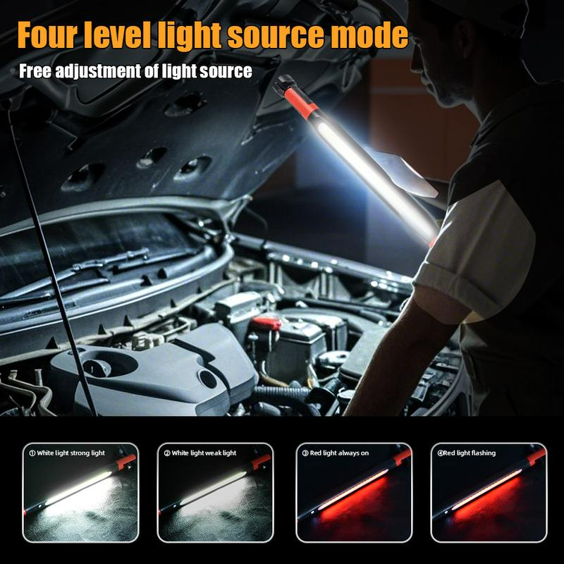 3000 LM Rechargeable Underhood Work Flashlight With A Magnetic Base And Hook, 360° Rotatable Body, Suitable For Car Repair, Garages, Construction Sites, Power Outages, And Emergencies. Waterproof And Durable Led Light.