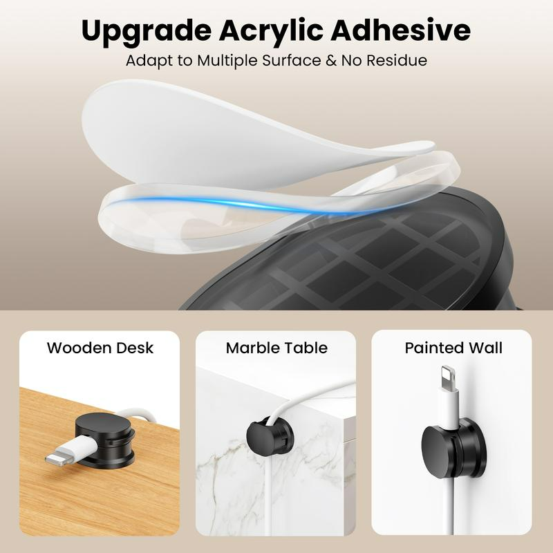 12 Pack Magnetic Cord Organizer - Cable Management Holder Adhesive For Hide or Organize USB Charger Cable on Bedside Tables, Walls & Cars