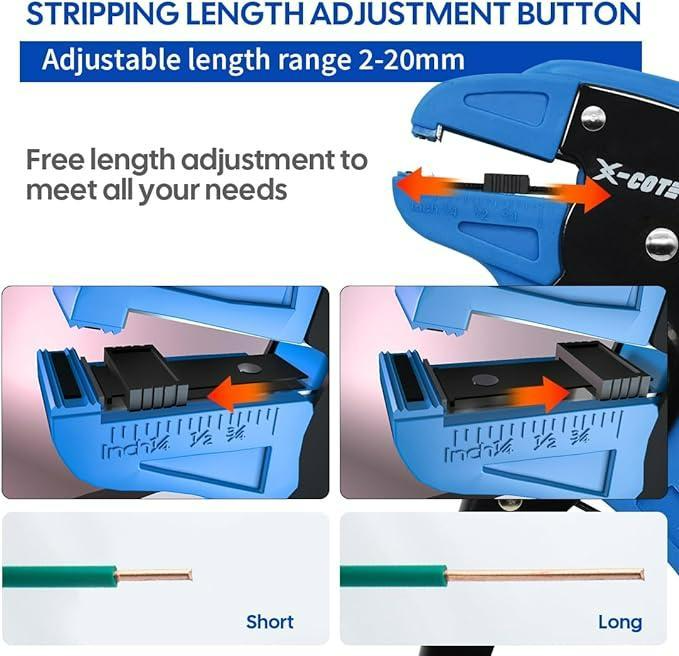2 in 1 Automatic Wire Stripper Cutter Wire Stripping Tool And Multi-Function Hand Tool Wire Striper Self Adjusting Crimper Cable Cutter Pliers