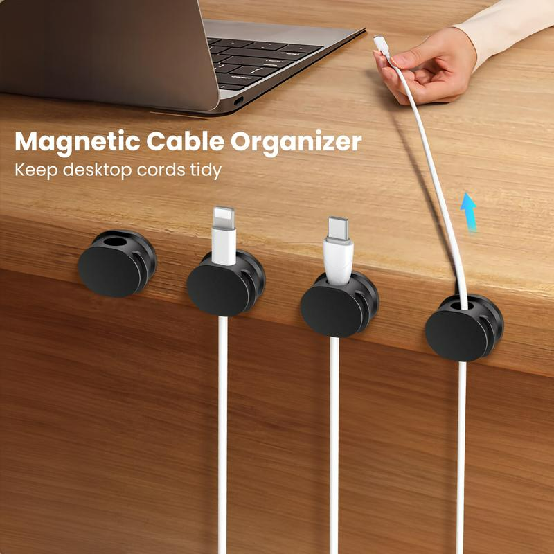 12 Pack Magnetic Cord Organizer - Cable Management Holder Adhesive For Hide or Organize USB Charger Cable on Bedside Tables, Walls & Cars