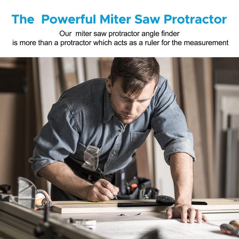 Aluminum Miter Saw Protractor | 7-Inch Rust Proof Angle Finder Featuring Precision Laser Engraved Scales Professional Miter Saw Protractor with Measuring Rulers for Angle Finder Carpentry, Crown Molding Tool & Baseboard building trade men dealsforyoudays