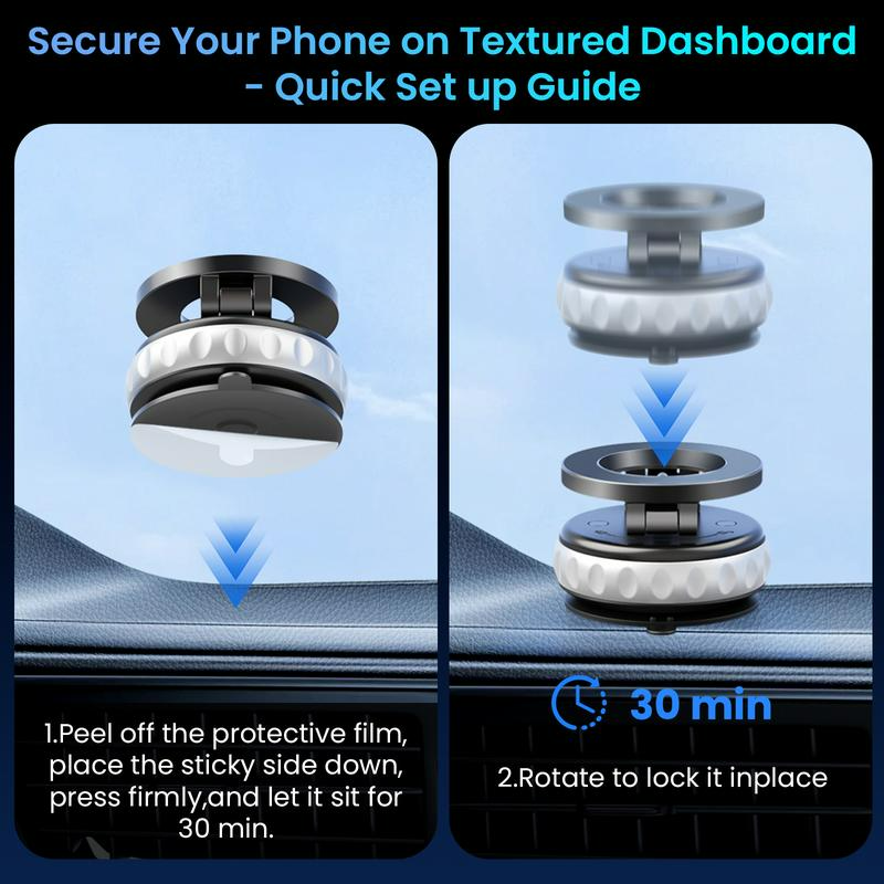 2025 Upgrade Magnetic Car Phone Holder, 360° Vacuum Phone Holder, Suction Phone Mount with One-Step Lock, Retractable, Compact & Stable Design, Car Accessories