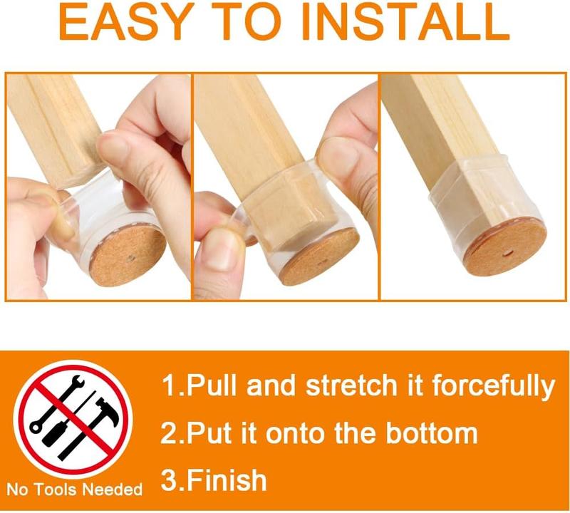 30Pcs Chair Leg Floor Protectors for Hardwood Floors Silicone Covers to Protect Wood Tile Floors Felt Pads Furniture Leg Caps Non Slip Reduce Noise